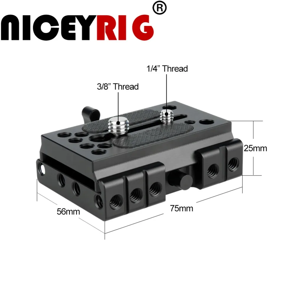 NICEYRIG Quick Mount Plate for Manfrotto Camera Tripod Baseplate Manfrotto Rail DSLR 1/4