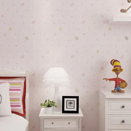 

3D warm children's room bedroom cartoon wallpaper stars moon environmentally friendly non-woven household ceiling wall wallpape