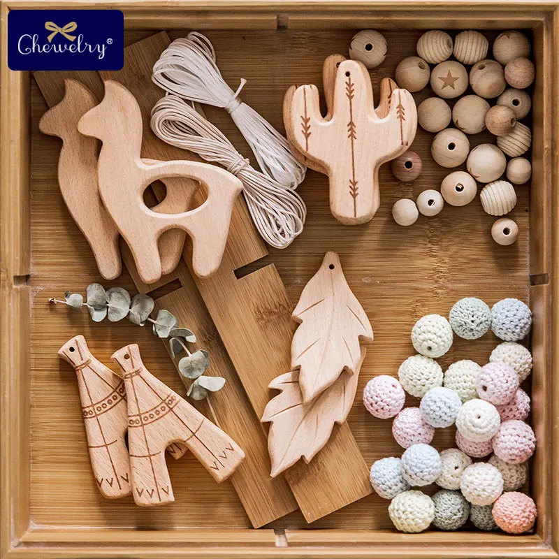 

Wooden Teether 10pc baby Cactus DIY for Pacifier Clip Chain pendant Beech rodent BPA Free baby Nursing teether Children's goods