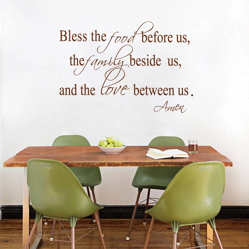 Bless the Food Family Love Religious Dining Room Vinyl Wall Decal quote stickers Mural Art, z2052