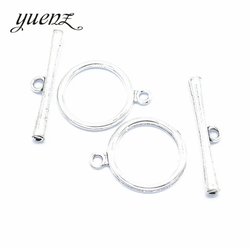 YuenZ 5 set  Round-shaped Toggle Clasps Antique Silver color Bracelet necklace DIY jewelry making  V205