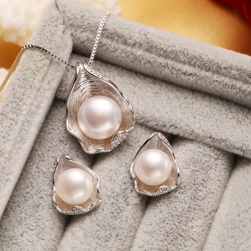 WATTENS natural Pearl Jewelry ,Jewelry Sets for Women Pearl Necklace/Earring/Rings Wedding Jewelry Set , Shell pendant design