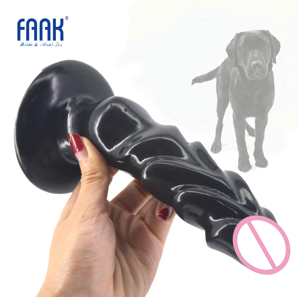 FAAK New See- Through Red Curve Penis With Suction Cup Animal Dog Dildo Ribbed G-spot Stimulate Sex Toys For Women Man Sex Shop