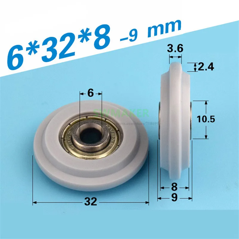 1pcs 6*32*8mm door and window rail cam/guide wheel, external cam POM plastic door wheel