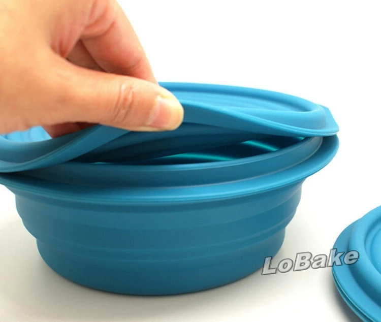 (2 set/lot) Creative silicone bowl with lids easily folding and taking outside Sugar bowl for home or outdoor dinnerware set