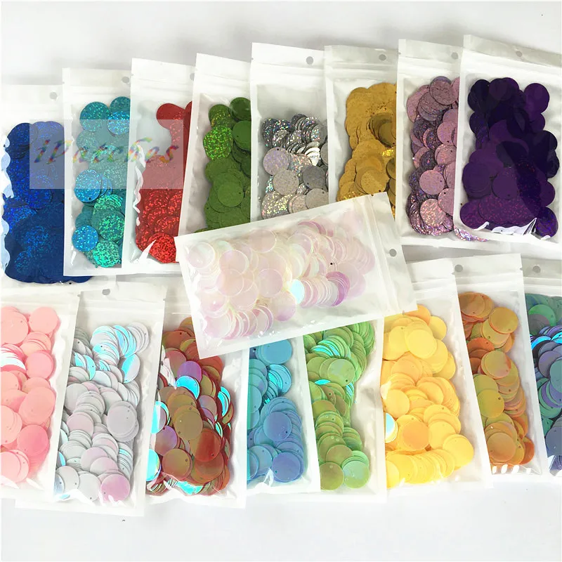 90pcs/lot 20mm Round Sequins PVC Laser Paillette sewing Craft Flat With Side Hole Belly Dance Garment DIY Accessories 16 colors