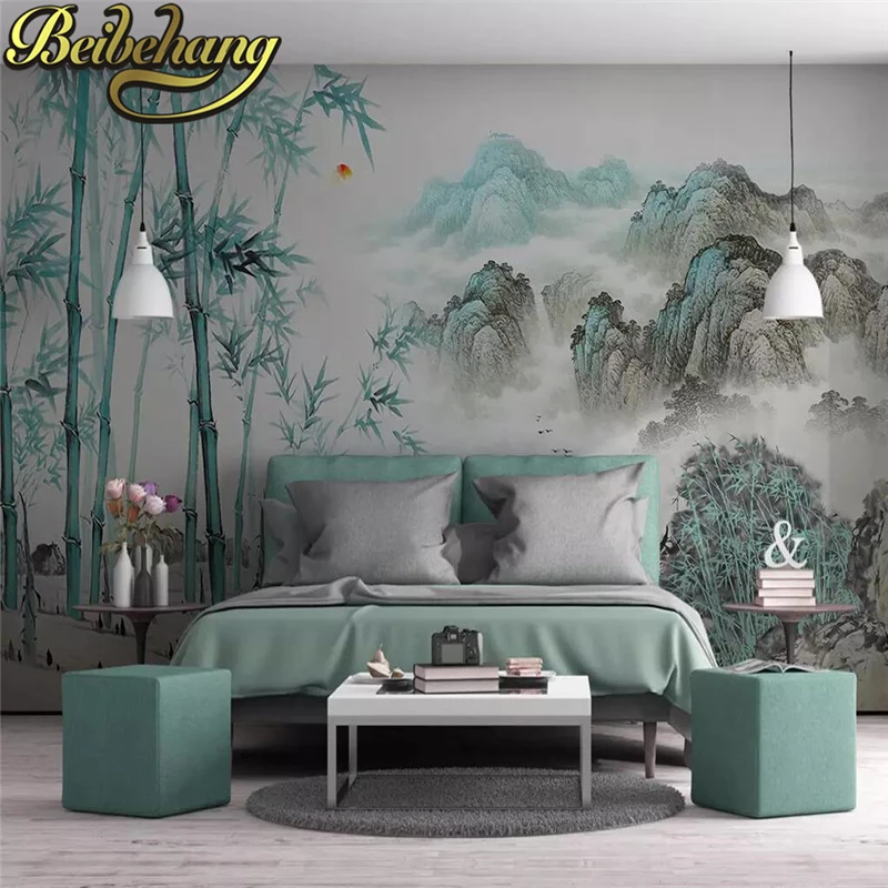 

beibehang Mural 3d TV backpack wall paper Ink mountain stream murals 3d eco-friendly wallpaper for wall papel de parede