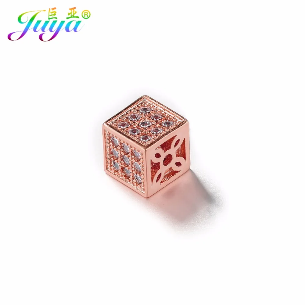 DIY Metal Beads Supplies Micro Pave Zircon AAA Cubic Zirconia Square Copper Beads Accessories For Beadwork Jewelry Making