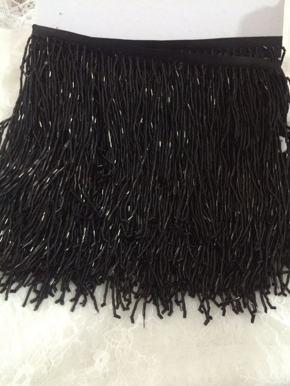 

top selling black beaded Fringe Ribbon Trim Fringe Tassel Lace Trim 15cm length L-72715 for Clothing Decoration