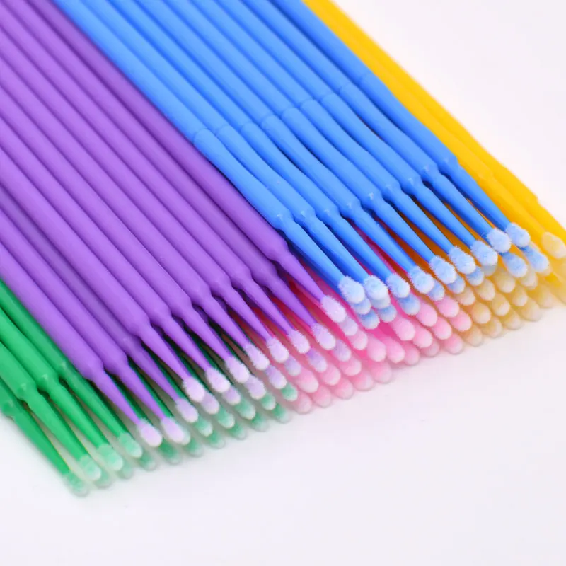 100pcs Micro Brushes Disposable Applicator Swab for Eyelash Extension Mascara Brush Eye Makeup Glue Remove Tool