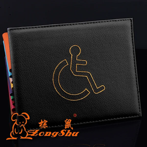 ZONGSHU Pu Leather Disability Card Cover Red Disabled Identity Case Blue Handicapped Id Bags (Customization Accepted)