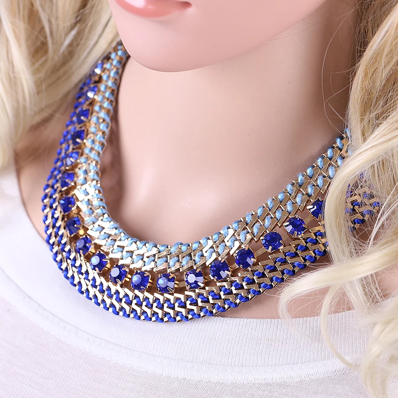 KAYMEN New Handmade Strands Rope Crystal Statement Chokers Necklace Chunky Fashion Jewelry for Women Drop-shipping Wholesale