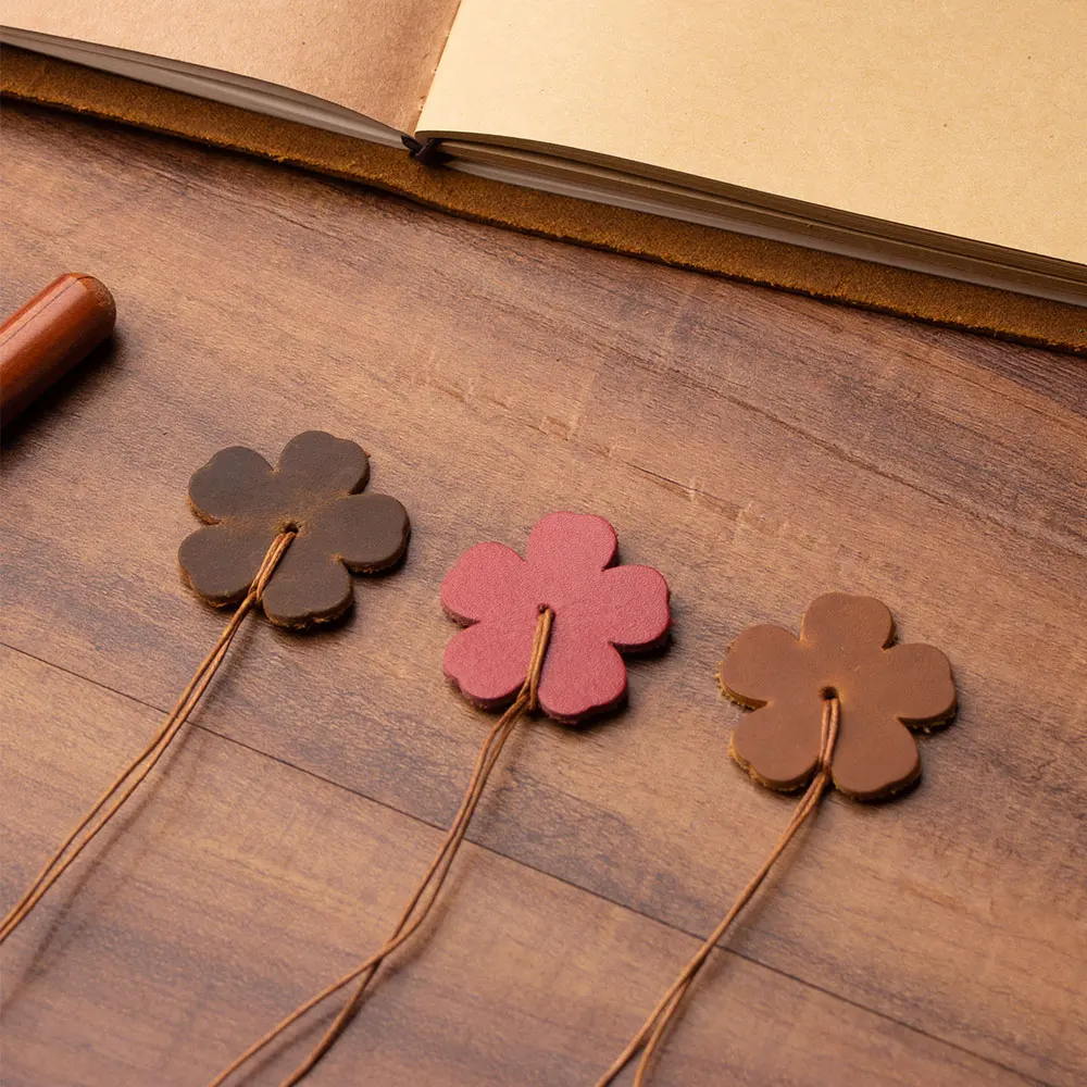5 pieces  vintage Genuine Leather Reader Bookmark friends Retro Handmade Documents diary Notebook leaf  journal accessories