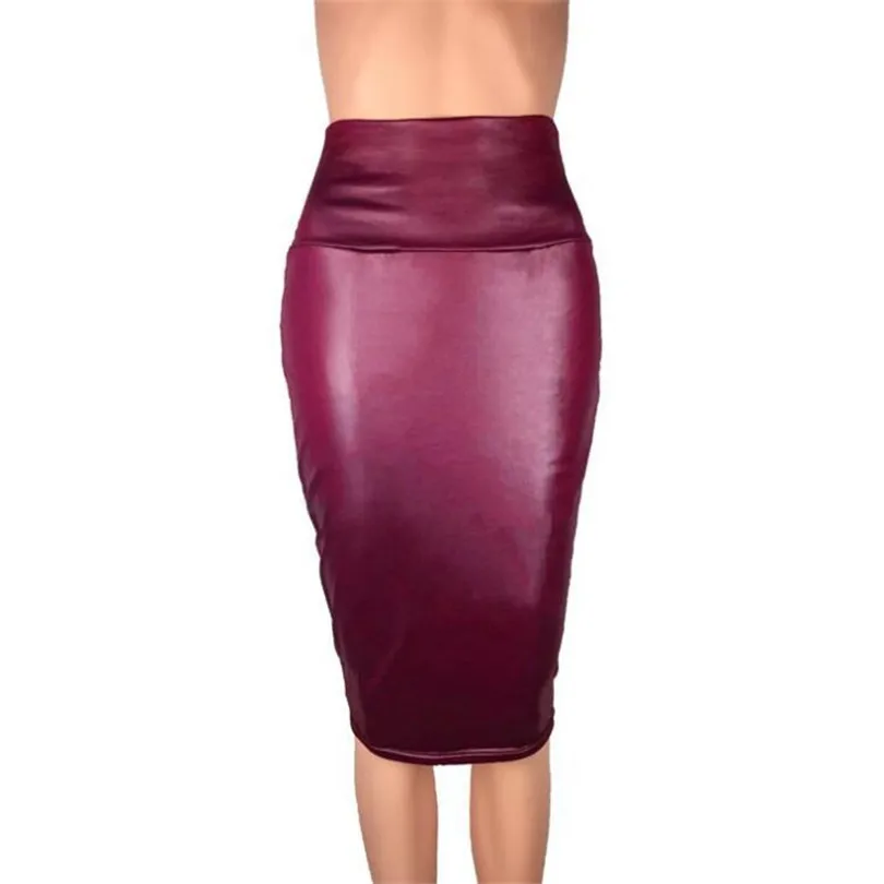 YRRETY Black Leather Skirt Back Split Women Sexy Bodycon Clubwear High Waist Vintage Long Office Pencil Package Hip Clothing