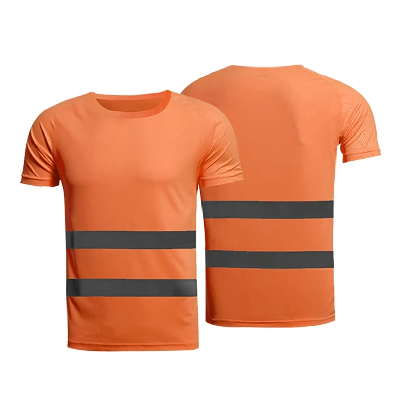 1pc Reflective Safety T-Shirt Short Sleeve High Visibility Tees Tops Safe Gear Fitness Construction Site Women Men's Sportswear