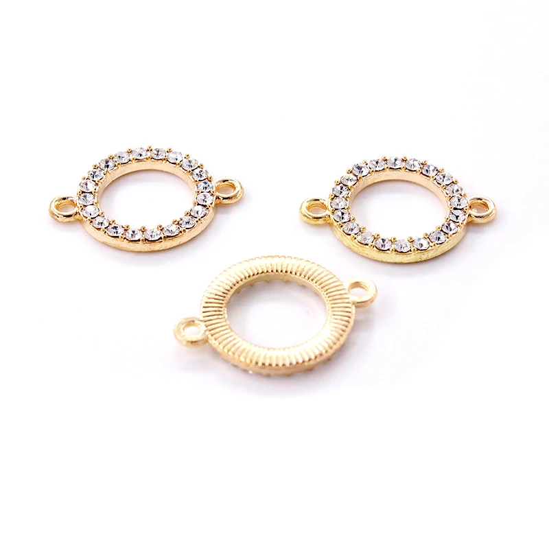 10pcs/lot Gold Silver Metal Round Rhinestone Connector for Bracelet Jewelry Making Accessories Craft DIY Handmade Findings