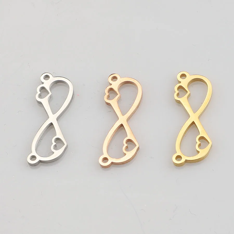 5pcs/lot Love Infinite Symbol Stainless Steel Connector Charms for Necklace Bracelet DIY Jewelry Making Supplies Accessories