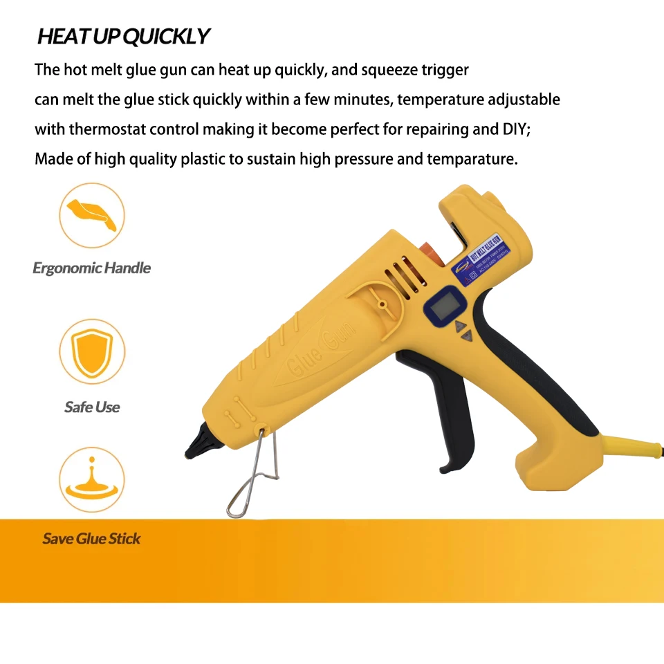 500W industrial high-power glue gun adjustable temperature digital display, bonding maintenance tools use 11mm glue sticks