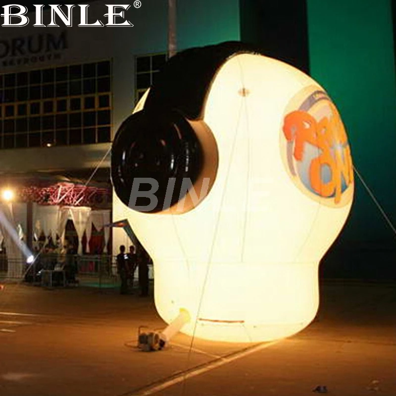 Novely design round giant inflatable radio model giant inflatable headset with led lights for advertising