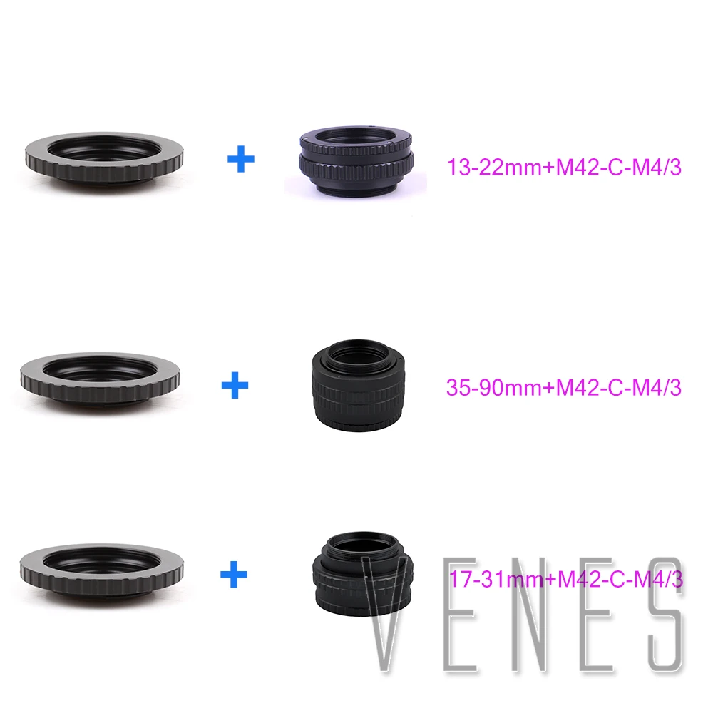 13-22mm/35-90mm/17-31mm + Adapter obiektywu M42/C mocowanie obiektywu do kamery M4/3 obiektyw M42 regulowane ogniskowanie Helicoid Macro Tube Adapter