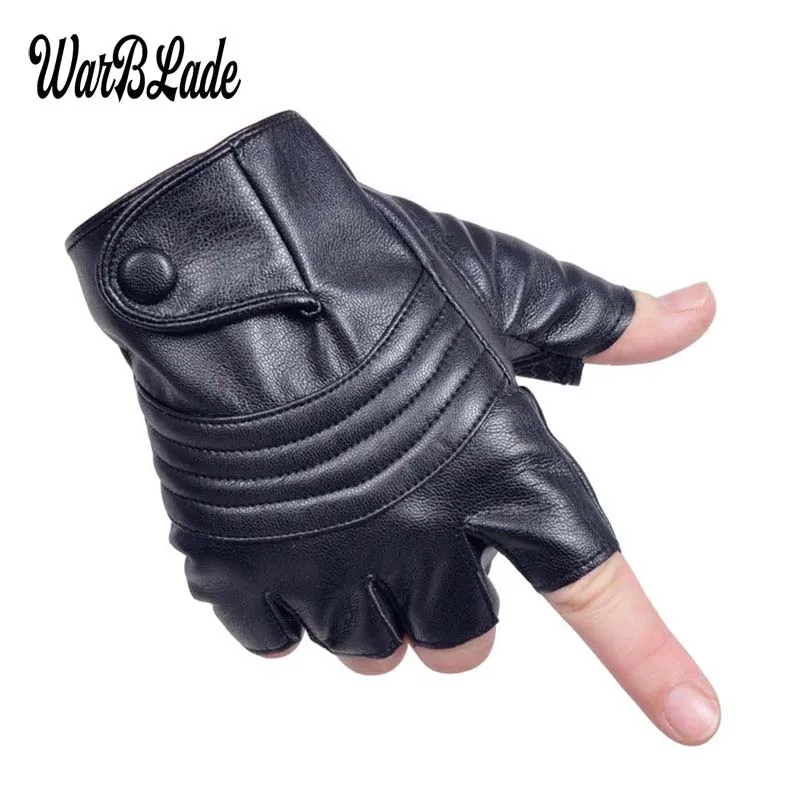 WarBLade PU Leather Fingerless Gloves Men Women Fashion Driving Gym Gloves Half Finger Tactical Gloves Black Guantes Luva Gloves