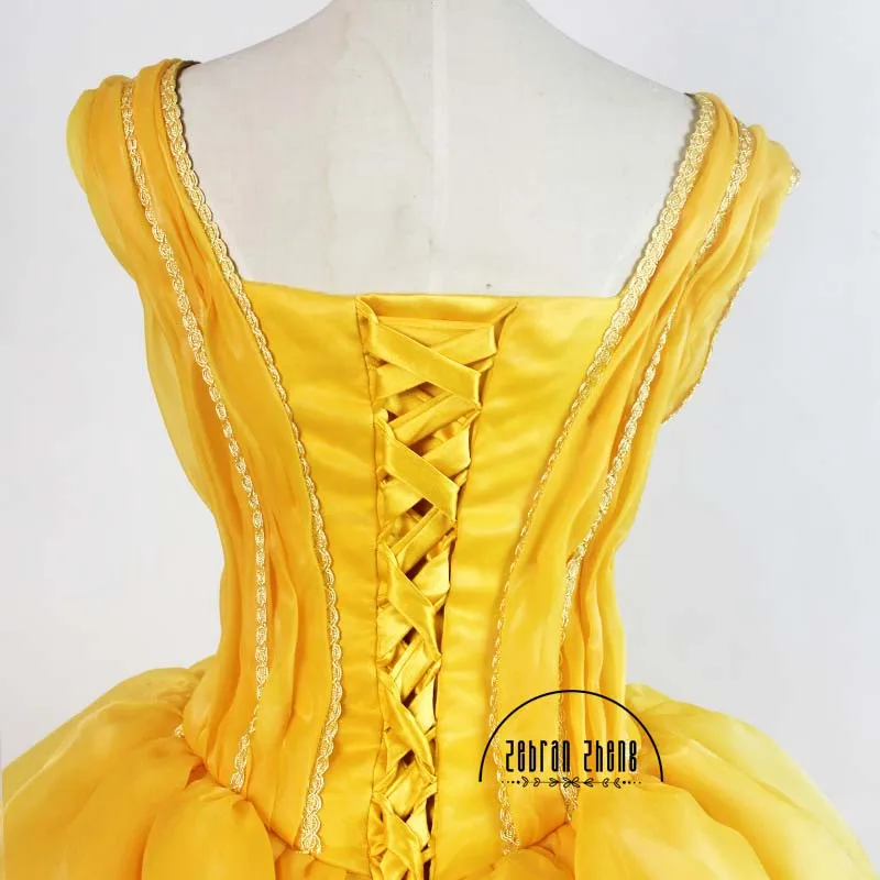 Belle Prinses Geel Cosplay Kostuum Mode Jurk Voor Volwassenen Vrouwen Meisjes Halloween Feest