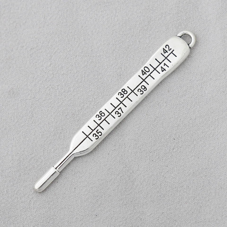 10pcs Fashion Alloy Medical Tool Charms Thermometer Charms For Doctor Nurse 9*71mm