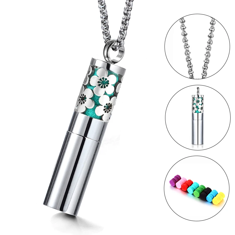 UBELIEVE Perfume Essential Oil Locket bottle Necklace 316L Stainless Steel Aromatherapy Diffuser Pendant necklace Jewelry Gift