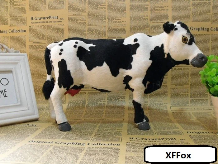 new real life cow model plastic&furs simulation big cow doll gift about 30x12x20cm xf1908