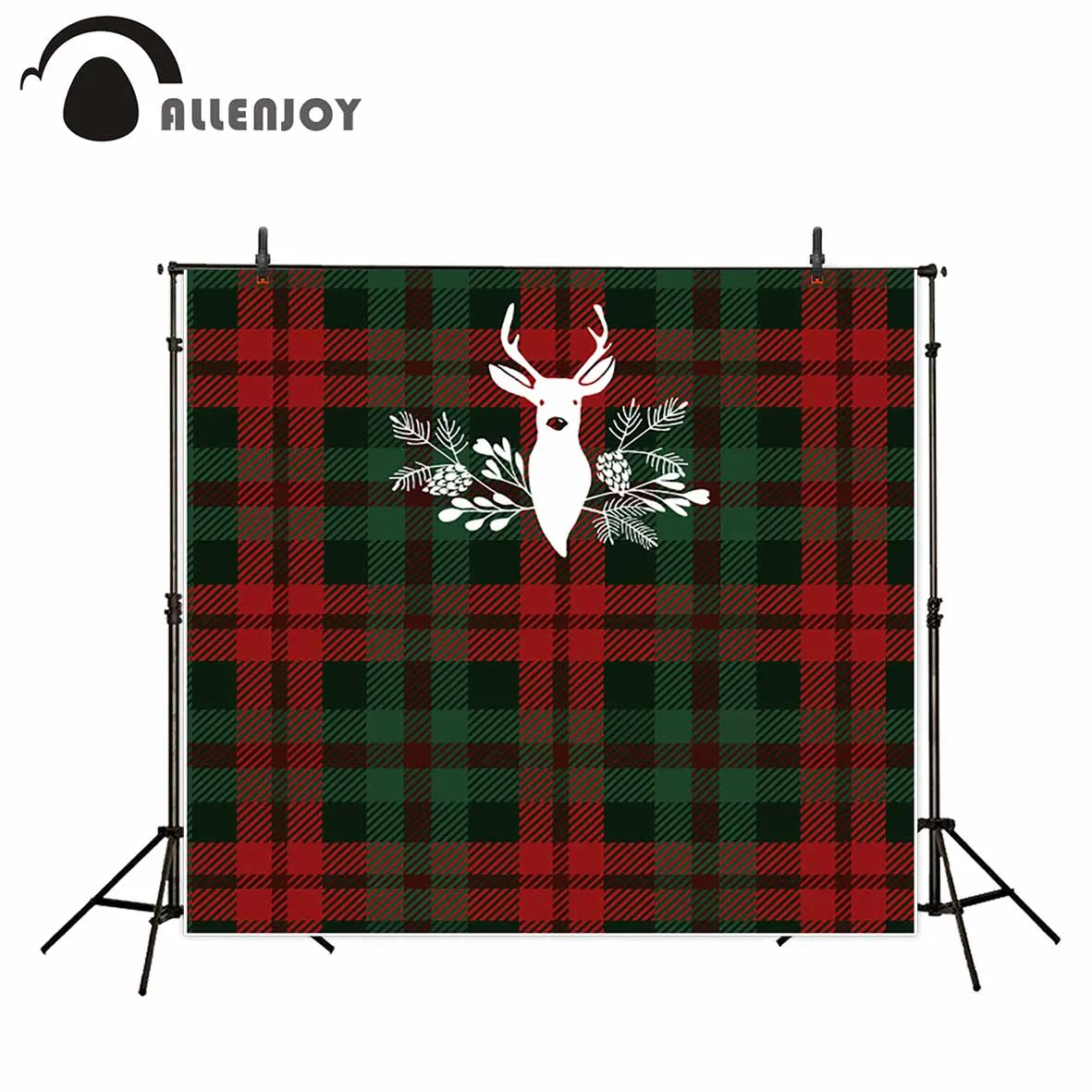 Allenjoy photography theme background Lattice red green elk Christmas classic natural new children photos camera fotografica