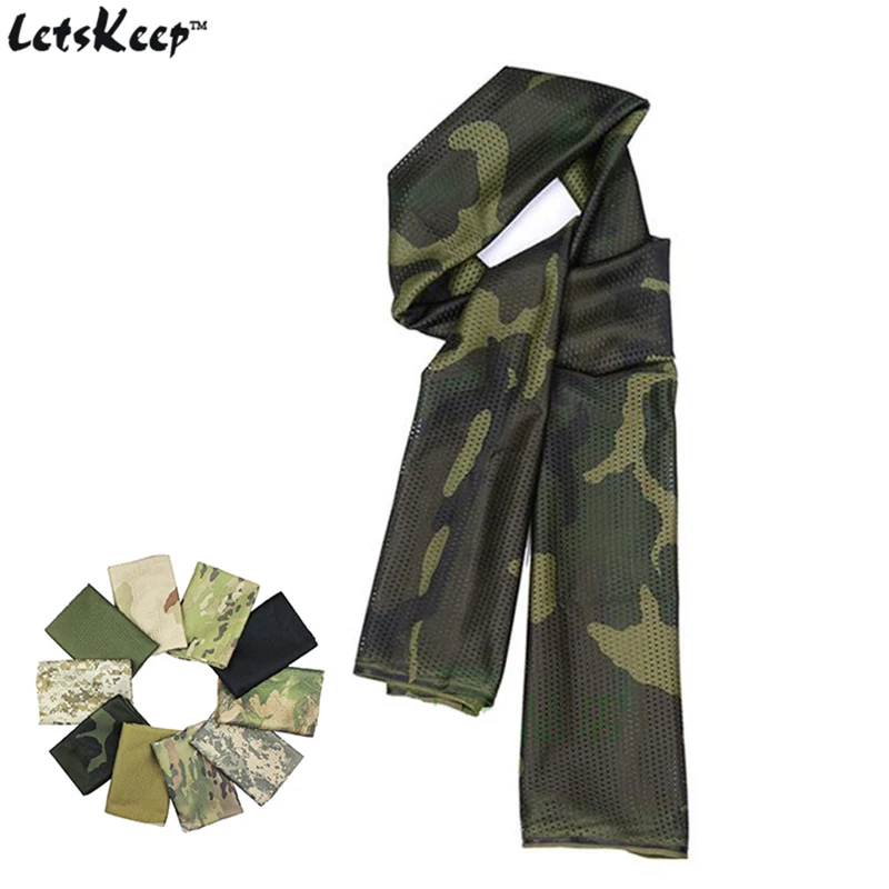 LetsKeep New Mesh head Camo scarf men camouflage long scarves for men women Military shemagh tactical scarf printed, MP009