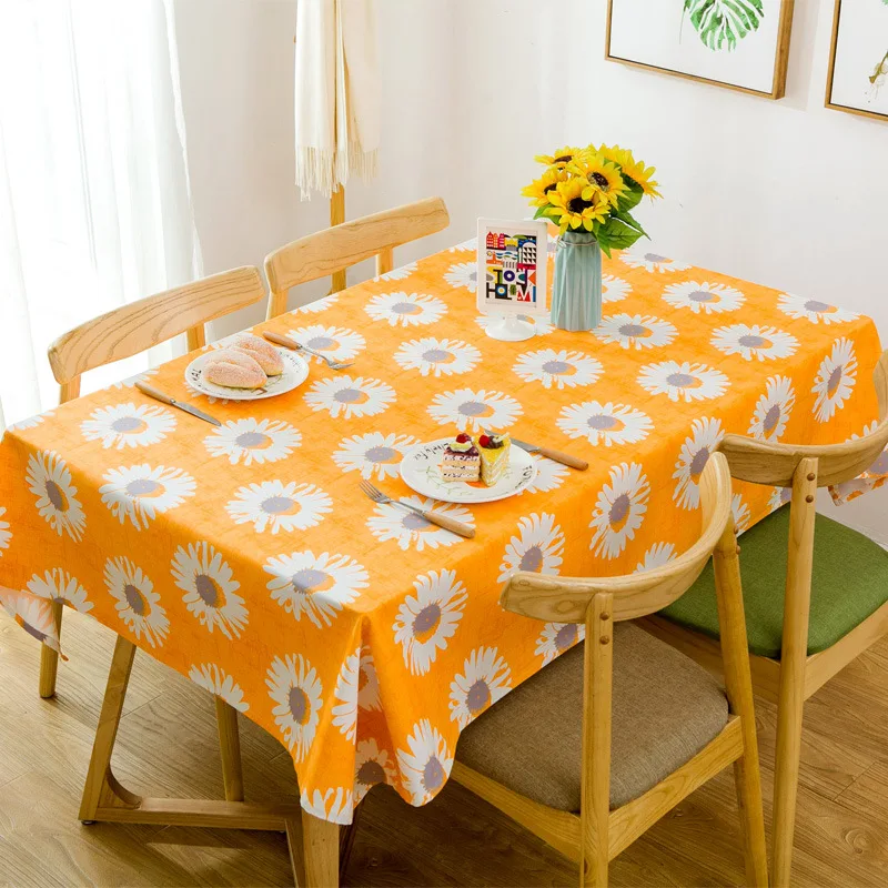 NIOBOMO 100% cotton canvas thicken active printed sunflowers table cloth for Home Tea Table Cover waterproof