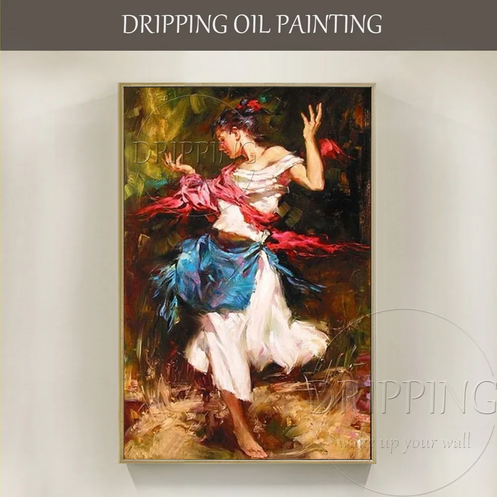 

Professional Artist Handmade High Quality Classical Dancer Oil Painting on Canvas Handmade Classical Lady Dancer Oil Painting