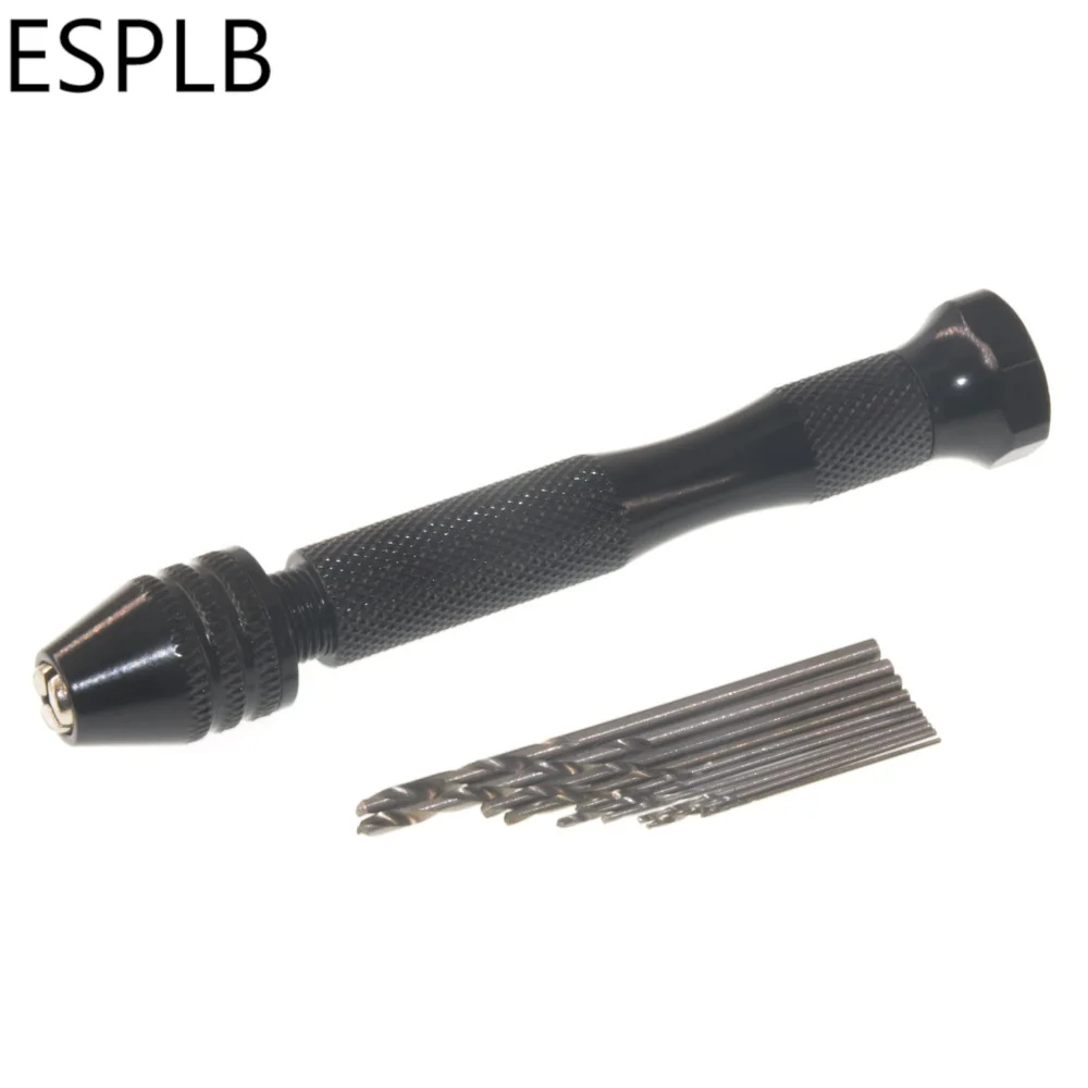 ESPLB Handbohrer mit 10 Stück/20 Stück Spiralbohrer Bit Drehwerkzeuge Mini Micro Aluminiumlegierung Hand zum Bohren in der Holzbearbeitung – Detail 1
