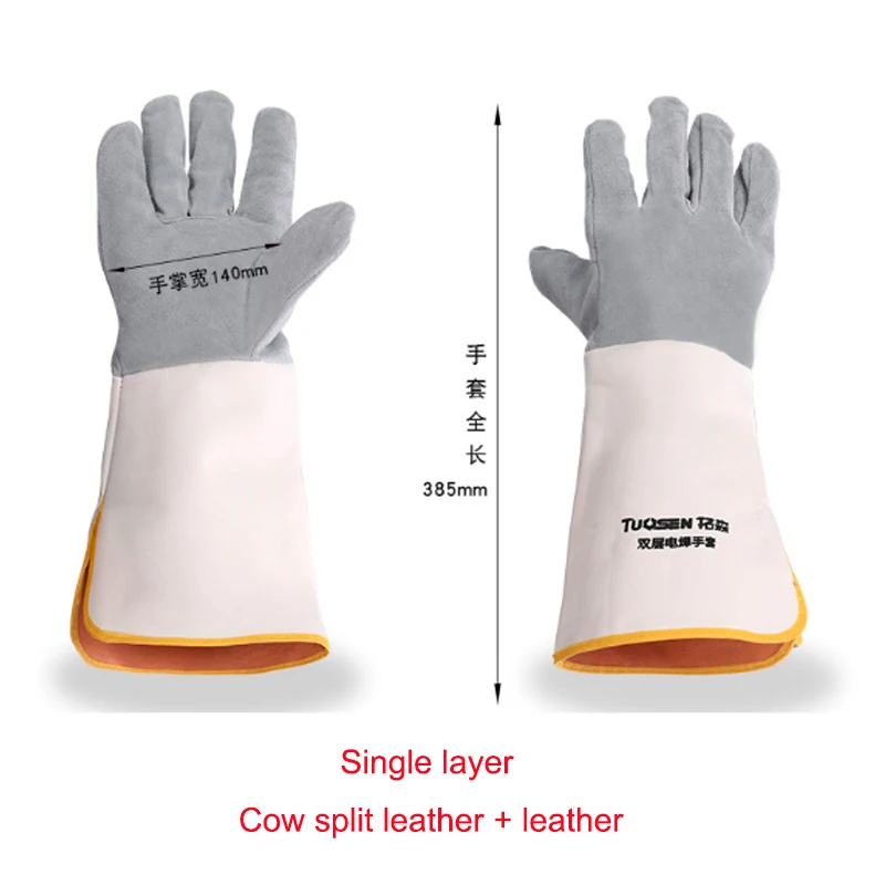 1 pair TIG Welding Gloves Soft Sensitive Gloves Single/double layer Cowhide Cuff High Quality Welding Gloves