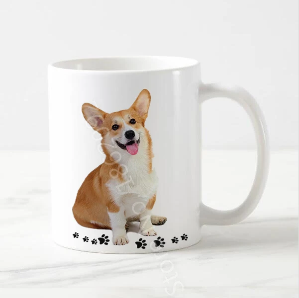 Funny Corgi Dog Coffee Mug Novelty Corgi Dogs Mugs Tea Cup Cute Lovely Pet Animal Lover Fawn Paw Gifts Puppy Ceramic Cups 11oz