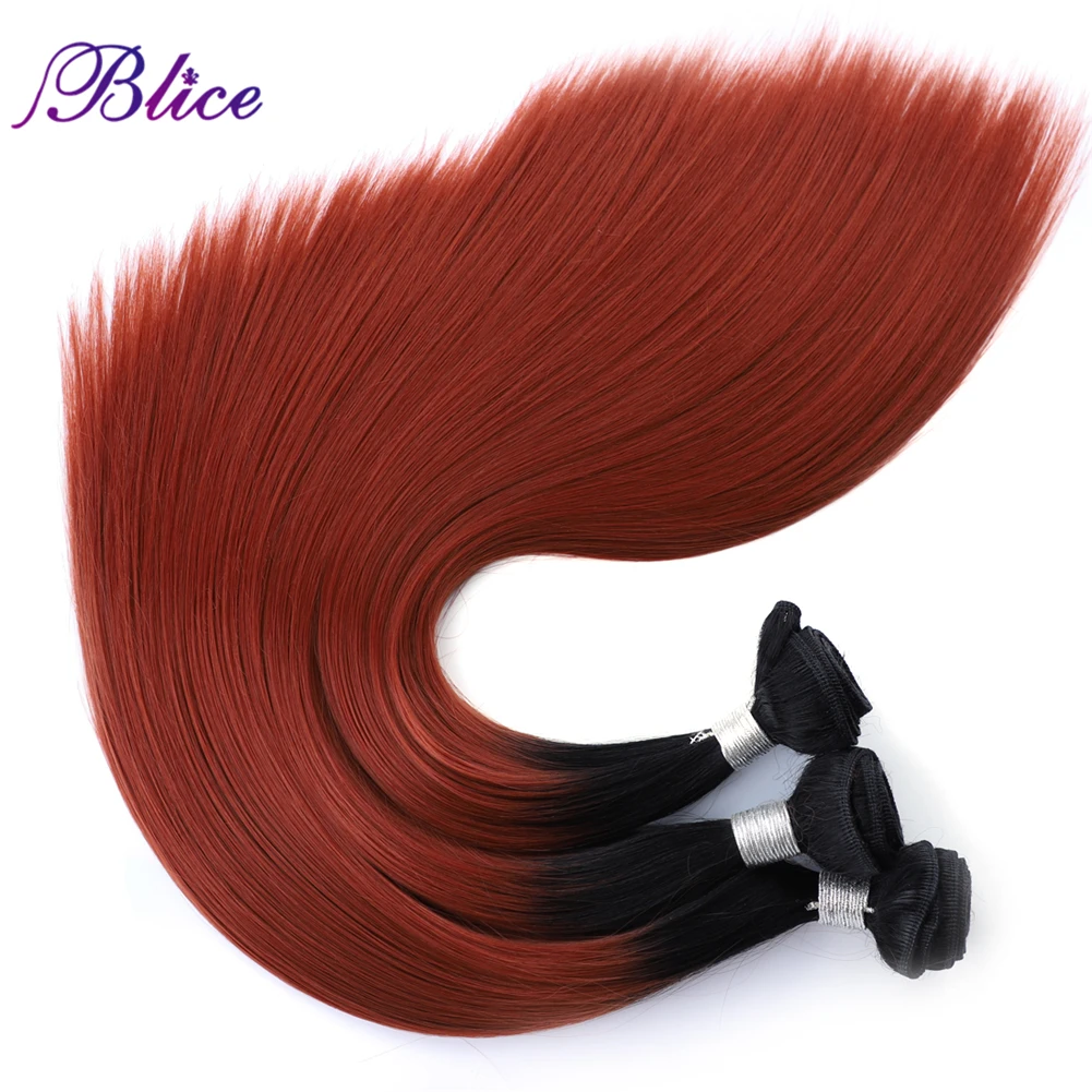 Blice Synthetic Omber Straight Hair Bundles 18-24 inch Heat Resistant T Color Hair Extensions One Bundle Deal For Women