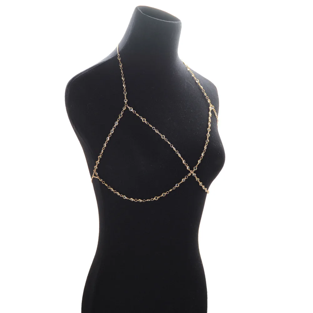 Bls-miracle Bohemia Fashion Jewelry Punk Gold Color Crystal Body Chain For Women Sexy Statement Body Chains Accessories BN-28