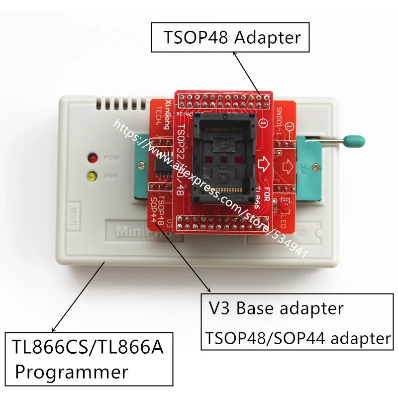 Original TSOP48 adapter for TL866ii V3 Board SOP44 TSOP48 socket for TL866CS / TL866A/ TL866II Plus universal programmer