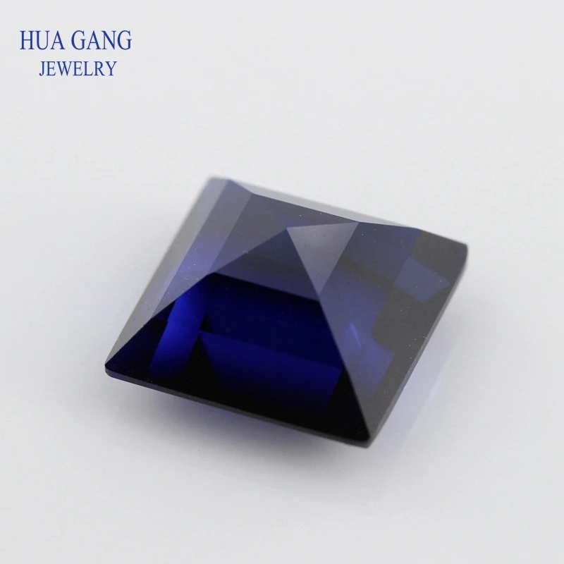 34# Blue Corundum Stones Square Shape Parallel Cut Synthetic Corundum Gems Stone For Jewelry Size 3x3~14x14mm