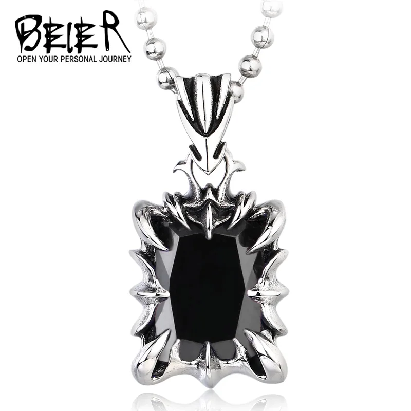 BEIER New Stainless Steel Cool Fashion Unique with 3colour stone Pedant necklace High Quality fashion jewelry for man BP8-103
