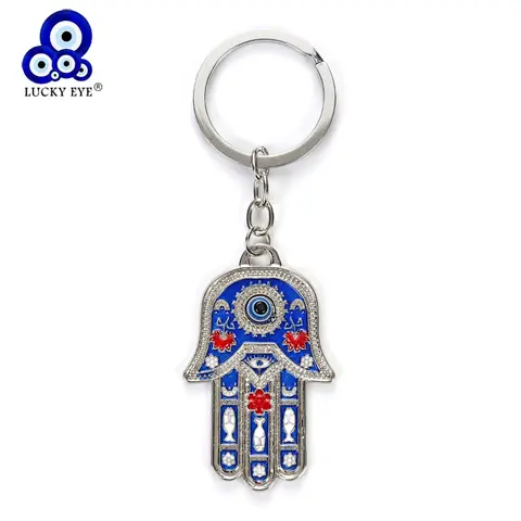 Porte-clé main Lucky Eye Hamsa, œil maléfique, goutte d'huile, main de Fatima pour femmes et hommes, bijoux EY4926
