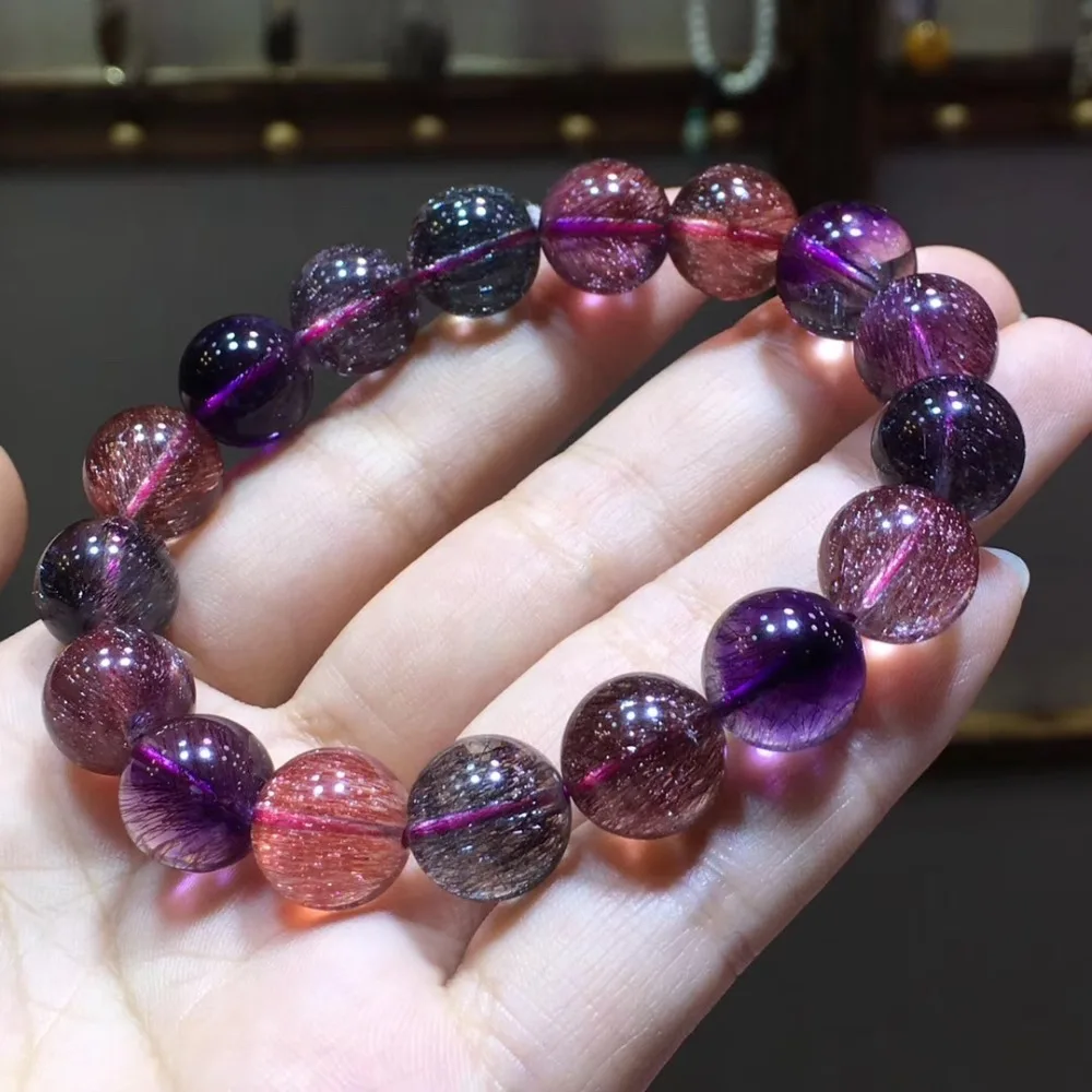 

13mm Natural Super Seven Melody Bracelet Jewelry For Women Lady Men Beauty Gift Stone Energy Crystal Round Beads Strands AAAAA