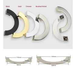 4Pcs Zinc Matte Black Gold Chrome Cupboard Closet Cabinet Door Pull Handle Half Circle Semicircle Half Pearl Bow symmetrica