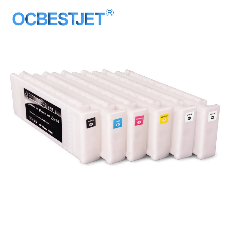 6Colors/Set T7251-T7254 T725A Compatible Ink Cartridge Filled With Garment Ink For Epson SureColor SC-F2000 F2000 F2100 600ML/PC