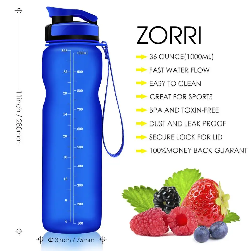 ZORRI Portable Sports Water Bottle BPA Free Plastic Outdoor Travel Carrying Bottle Leakproof Drinkware Gourde Botella De Agua