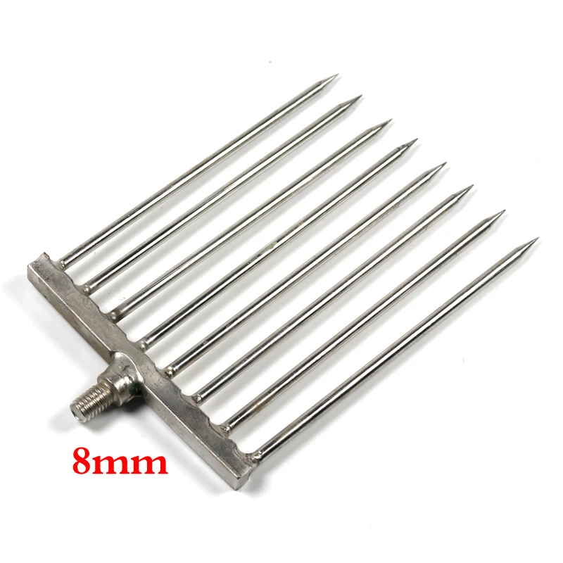 Stainless Steel  8mm thread 9cm width 8 prongs flat eel pike fishing spear head for ice fishing