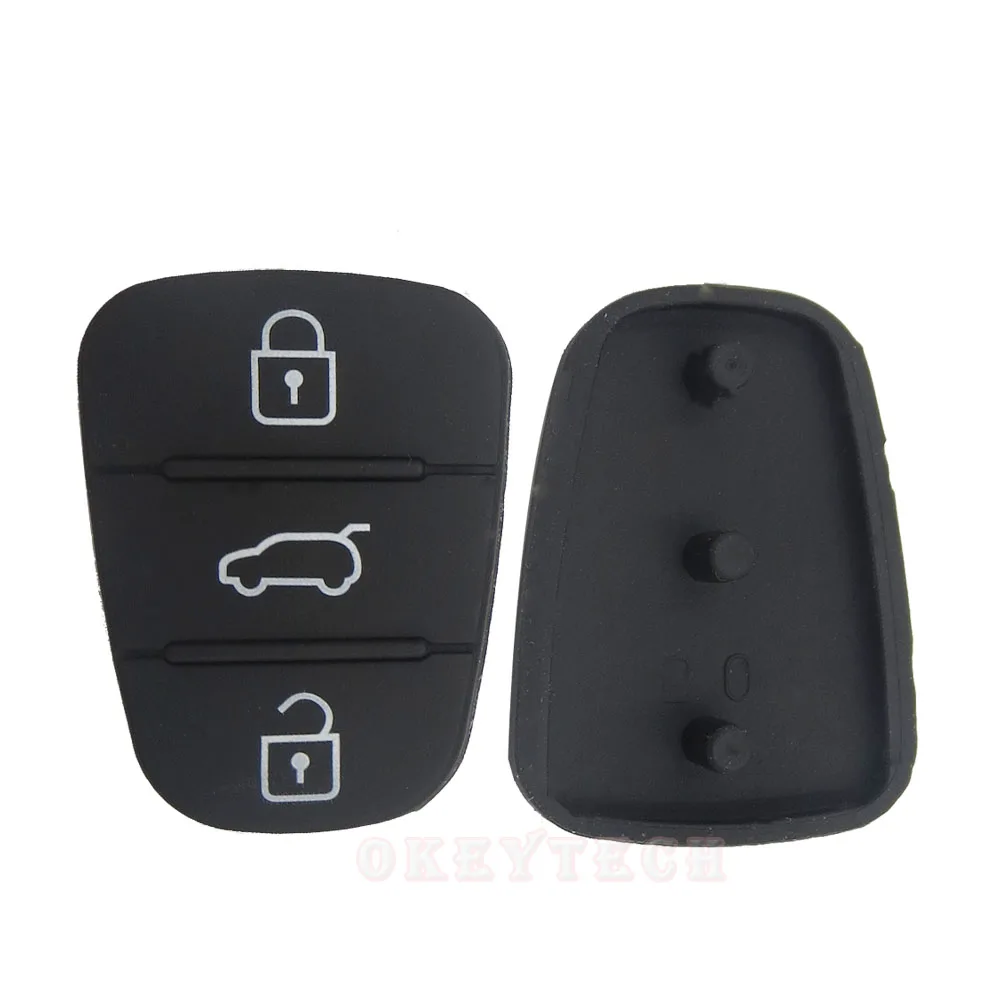 OkeyTech 50pcs/lot 3 Button Remote Key Rubber Case Button Pad For Hyundai I30 IX35 I20 For kia key pad silicone Free Shipping