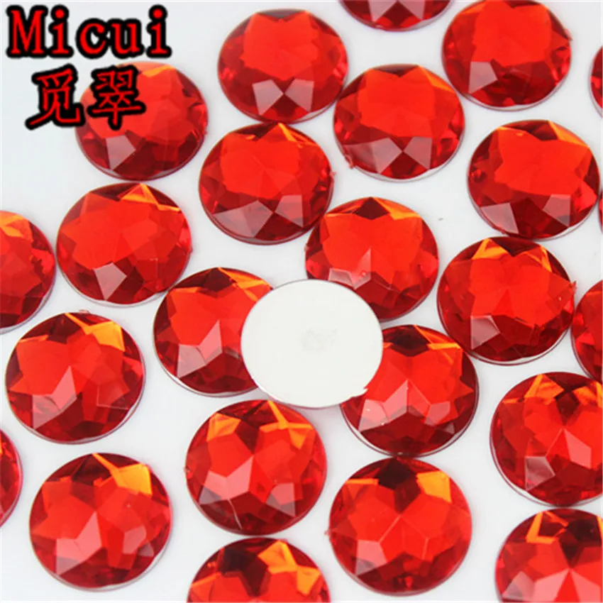 Micui 50pcs 16mm Round Chamfering Acrylic Rhinestones Flatback Crystals Rhinestone For Garment CraftAccessories MC672