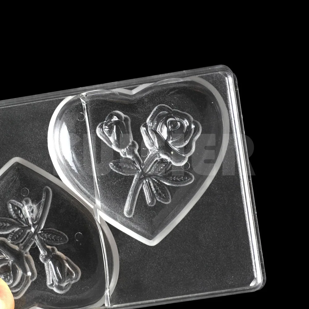 large heart shape baking mold polycarbonate chocolate moulds plastic fondant decor candy molds pastry cake chocolate making tool